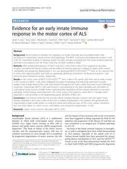 Evidence for an Early Innate Immune Response in the Motor Cortex of ALS Javier H