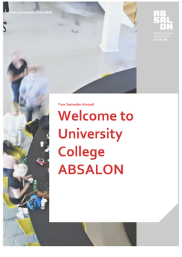 University College ABSALON Welcome to Your Exchange Semester in Denmark and Welcome to Life As a Student at One of the Seven University Colleges in Denmark