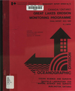 Ontario Great Lakes Erosion Monitoring Programme Final Report 1973-1980