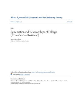 Systematics and Relationships of Fallugia (Rosoideae—Rosaceae) James Henrickson California State University, Los Angeles