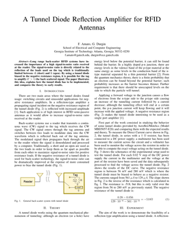 A Tunnel Diode Reflection Amplifier for RFID Antennas