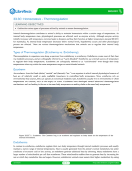 33.3C: Homeostasis - Thermoregulation