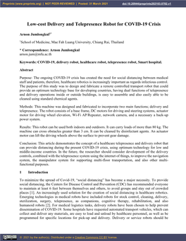 Low-Cost Delivery and Telepresence Robot for COVID-19 Crisis