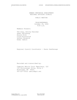 Seward Peninsula RAC Transcripts Fall 2020