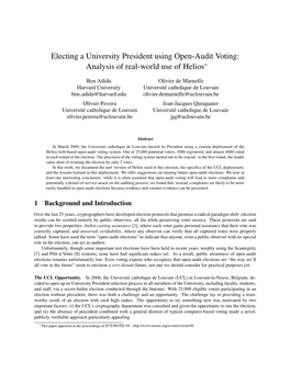 Electing a University President Using Open-Audit Voting: Analysis of Real-World Use of Helios∗