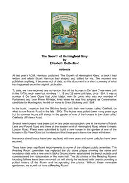 The Growth of Hemingford Grey by Elizabeth Butterfield