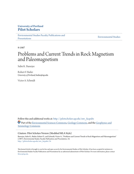 Problems and Current Trends in Rock Magnetism and Paleomagnetism Subir K