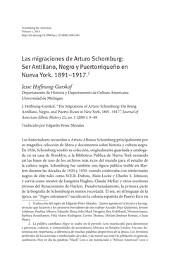 Las Migraciones De Arturo Schomburg: Ser Antillano, Negro Y Puertorriqueño En Nueva York. 1891–1917.1