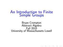 An Introduction to Finite Simple Groups