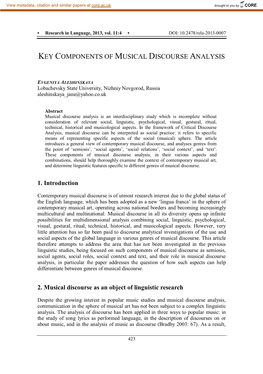 Key Components of Musical Discourse Analysis