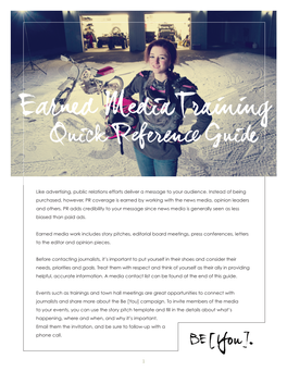 Earned Media Training Quick Reference Guide