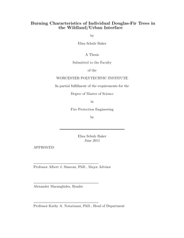 Burning Characteristics of Individual Douglas-Fir Trees in the Wildland/Urban Interface