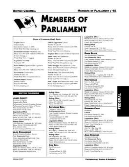 Members of Parliament British Columbia