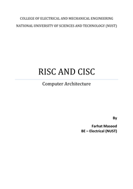 RISC and CISC Computer Architecture