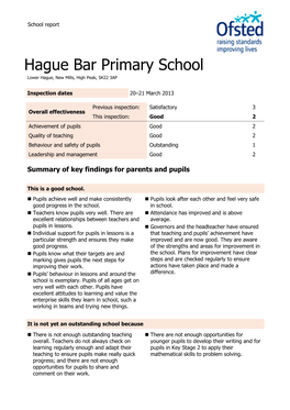 Hague Bar Primary School Lower Hague, New Mills, High Peak, SK22 3AP