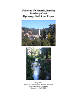 University of California, Berkeley Strawberry Creek Hydrology 2006