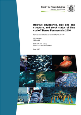 Relative Abundance, Size and Age Structure, and Stock Status of Blue Cod Off Banks Peninsula in 2016