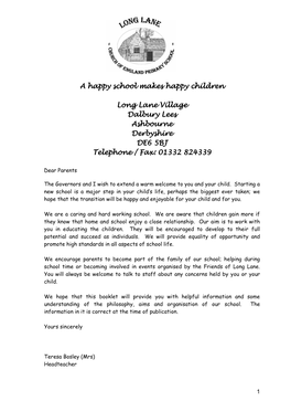 A Happy School Makes Happy Children Long Lane Village Dalbury Lees