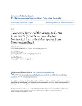 Taxonomic Review of the Wingmite Genus &lt;I&gt;Cameronieta&lt;/I&gt; (Acari