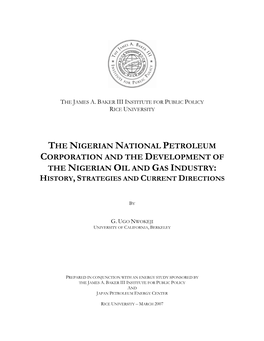 The Nigerian National Petroleum Corporation and the Development of the Nigerian Oil and Gas Industry: History, Strategies and Current Directions