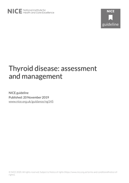 Thyroid Disease: Assessment and Management