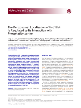 The Peroxisomal Localization of Hsd17b4 Is Regulated by Its Interaction with Phosphatidylserine