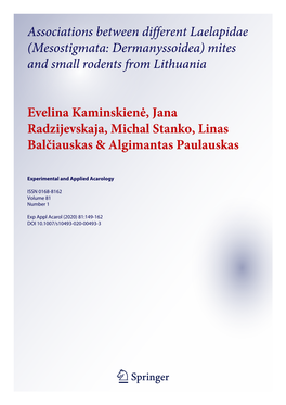 (Mesostigmata: Dermanyssoidea) Mites and Small Rodents from Lithuania