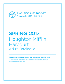 SPRING 2017 Houghton Mifflin Harcourt Adult Catalogue