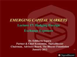 Lecture 17: Hedging Foreign Exchange Exposure