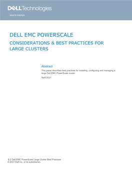 Dell Emc Powerscale Considerations & Best Practices for Large Clusters