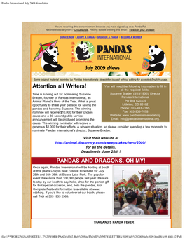 Pandas International July 2009 Newsletter