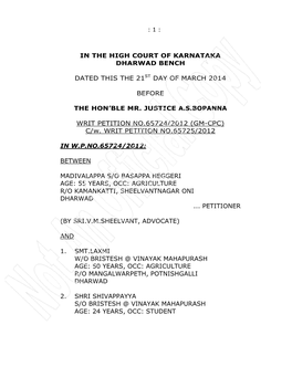 In the High Court of Karnataka Dharwad Bench