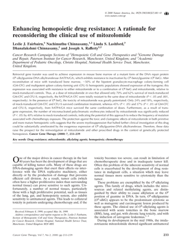 Enhancing Hemopoietic Drug Resistance: a Rationale for Reconsidering the Clinical Use of Mitozolomide