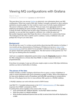 Viewing MQ Configurations with Grafana