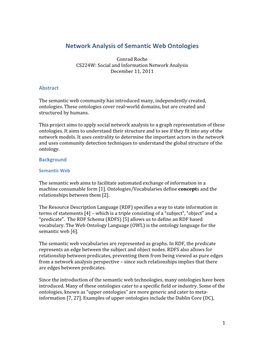 Network Analysis of Semantic Web Ontologies