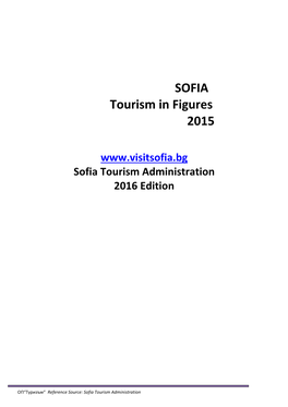 SOFIA Tourism in Figures 2015