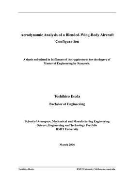 Aerodynamic Analysis of a Blended-Wing-Body Aircraft Configuration