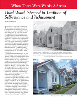 Third Ward, Steeped in Tradition of Self-Reliance and Achievement by Ezell Wilson