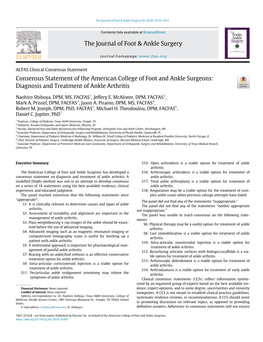 Diagnosis and Treatment of Ankle Arthritis