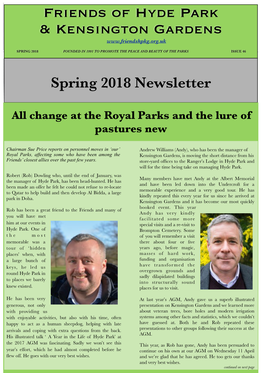 Spring 2018 Founded in 1991 to Promote the Peace and Beauty of the Parks Issue 46