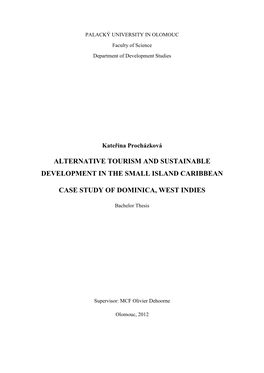 Alternative Tourism and Sustainable Development in the Small Island Caribbean