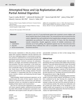 Attempted Nose and Lip Replantation After Partial Animal Digestion