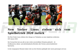 New Yorker Lions Ziehen Sich Vom Spielbetrieb 2020 Zurück,Kentucky