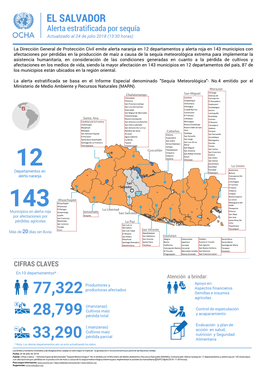 EL SALVADOR Alerta Estratificada Por Sequía Actualizado Al 24 De Julio 2018 (13:30 Horas)