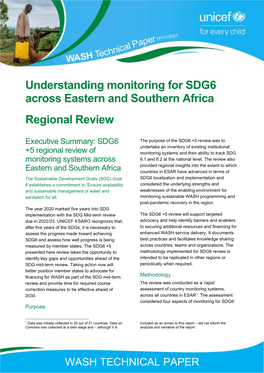 Understanding Monitoring for SDG6 Across Eastern and Southern Africa Regional Review
