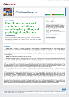 Clinical Evidence in Sexual Orientations: Definitions, Neurobiological Profiles, and Psychological Implications