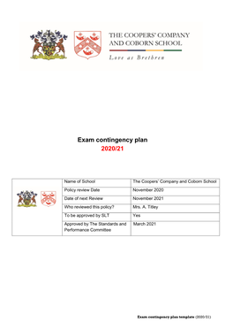 Exam Contingency Plan 2020/21