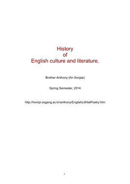 History of English Culture and Literature