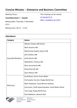 Concise Minutes - Enterprise and Business Committee