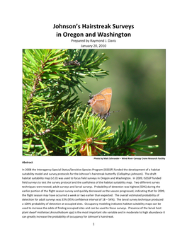 Johnson's Hairstreak Surveys in Oregon and Washington